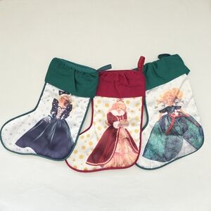 Vtg Hallmark Holiday Barbie Christmas Stockings Set of 3